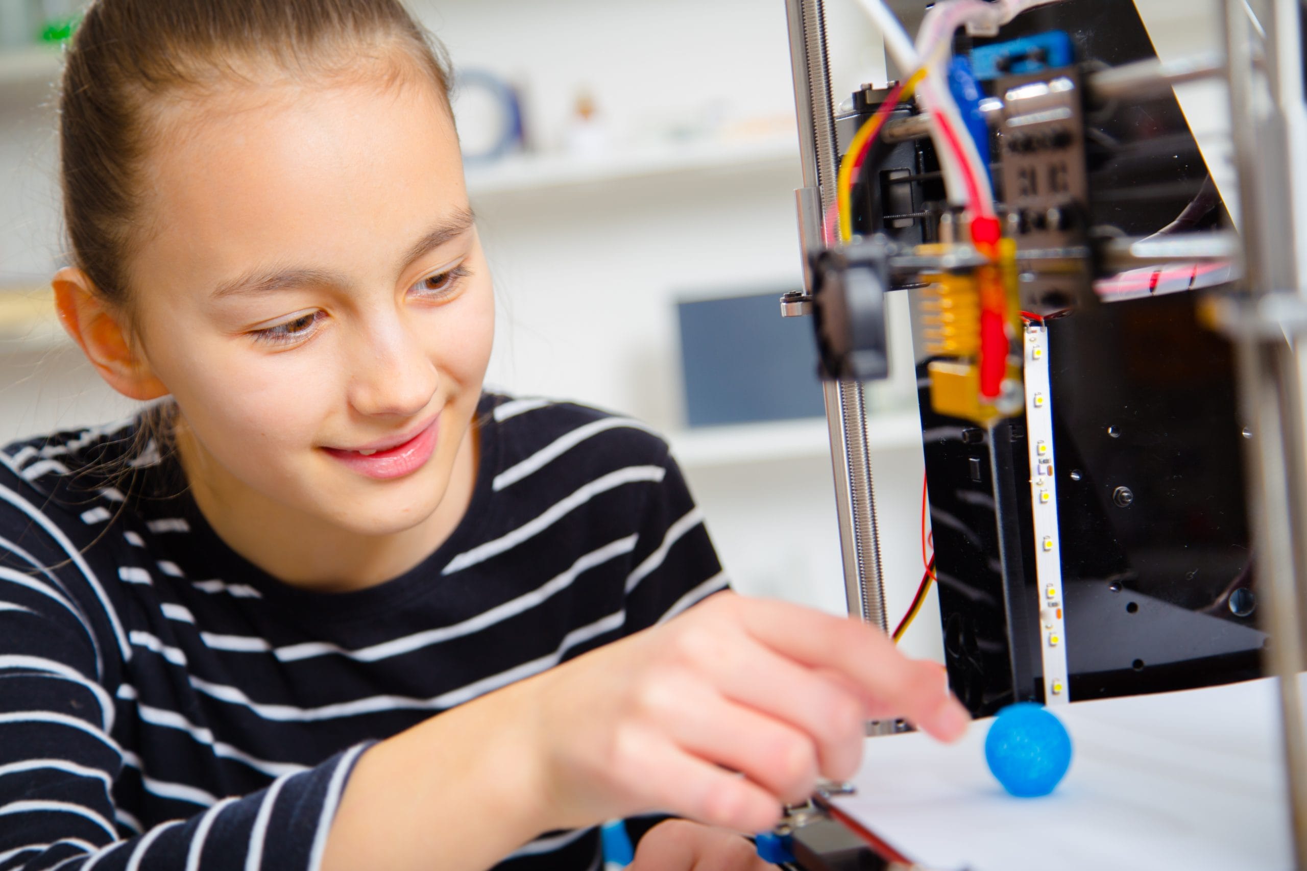 Teenager girl with 3d printe. education.technology Teenager girl with 3d printe. education.technology